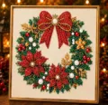 Printed Gold-Rimmed Christmas Wreath Style