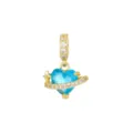 Aquamarine Zirconia Heart Planet Pendant Only (Without Chain) / Gold; Sea Blue