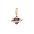 Purple Zirconia Heart Planet Pendant Only (Without Chain) / Gold; Purple Zirconia