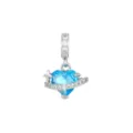 Aquamarine Zirconia Heart Planet Pendant Only (Without Chain) / Silver; Aquamarine Zirconia