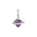 Purple Zirconia Heart Planet Pendant Only (Without Chain) / Silver; Purple Zirconia