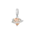 Champagne Zirconia Heart Planet Pendant Only (Without Chain) / Silver; Champagne