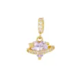 Color-Changing Blue Zirconia Heart Planet Pendant Only (Without Chain) / Gold; Lavender Blue