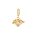 Champagne Zirconia Heart Planet Pendant Only (Without Chain) / Gold; Champagne