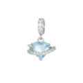 Light Blue Zirconia Heart Planet Pendant Only (Without Chain) / Silver; Light Blue