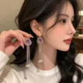 Purple Tassel Stud Earrings