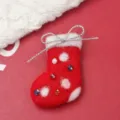Silver Thread Christmas Sock / Red
