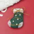 Gold Thread Christmas Sock / Green