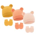 Turmeric + Orange + Nude (Waffle Animal Ear Hat + Gloves)