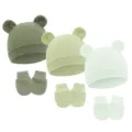Army Green + Melon Green + Light Green (Waffle Animal Ear Hat + Gloves)