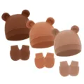 Coffee + Caramel + Brown (Waffle Animal Ear Hat + Gloves)