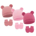 Skin Red + Deep Pink + Rose Red (Waffle Animal Ear Hat + Gloves)
