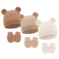 Brown + Khaki + Apricot (Waffle Animal Ear Hat + Gloves)