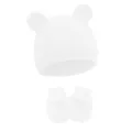 White (Waffle Animal Ear Hat + Gloves)