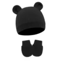 Black (Waffle Animal Ear Hat + Gloves)