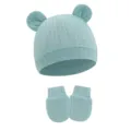 Gray Green (Waffle Animal Ear Hat + Gloves)