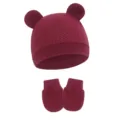 Burgundy (Waffle Animal Ear Hat + Gloves)