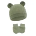 Army Green (Waffle Animal Ear Hat + Gloves)
