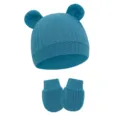 Peacock Blue (Waffle Animal Ear Hat + Gloves)