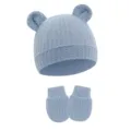 Blue Gray (Waffle Animal Ear Hat + Gloves)
