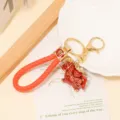 Red Zodiac Horse Pendant with Braided Rope / Red