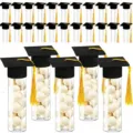 Tubo di Caramelle con Cappello di Laurea / Set Singolo / Nero/Oro
