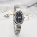 Silver Band Silver Case Black Dial