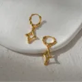Irregular Hollow Diamond Hoop Earrings - Gold
