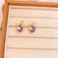 Rose Pendant (XL4144) / 1 Piece/Pack / Gold Purple
