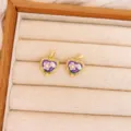 Heart Small Flower Pendant (XL4147) / 1 Piece/Pack / Gold Purple