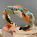 Colorful Mesh Braided Headband with Rhinestones