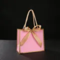 Bolsa Rosa Borde Dorado + Lazo Dorado