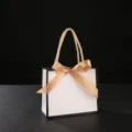 14x6x12cm / White Bag Black Border + Gold Ribbon