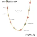 Pink and Green Natural Stone Necklace (P881)