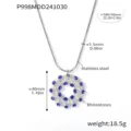Silber Blaue Strass Halskette (P998)