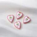 Gepunktet Kirsche Herz / 19.5x15.5mm / Rosa