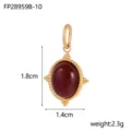 Dark Red Natural Stone Pendant (FP28959B-10) / 1.8cmx1.4cm / Gold
