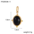 Zwarte Natuursteen Hanger (FP28959B-11) / 1.8cmx1.4cm / Goud