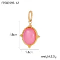 Roze Natuursteen Hanger (FP28959B-12) / 1.8cmx1.4cm / Goud