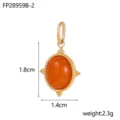 Oranje Natuursteen Hanger (FP28959B-2) / 1.8cmx1.4cm / Goud