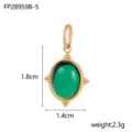 Light Green Natural Stone Pendant (FP28959B-5) / 1.8cmx1.4cm / Gold