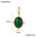 Grass Green Natural Stone Pendant (FP28959B-8) / 1.8cmx1.4cm / Gold
