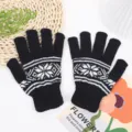 Mitaines Jacquard Flocon de Neige Noir Blanc Style 5