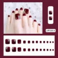 Strass Gelei Lijm + Nagellvijl Stijl (JJP116-X) / 24 Stuks/Set / Bordeauxrood
