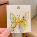 Beaded Gold Butterfly Side Clip