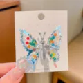 Beaded Silver Butterfly Side Clip