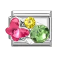 Rose Red And Green Rhinestone
