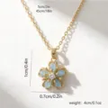 Sky Blue Five-Petal Flower (80213) / With Stainless Steel Chain
