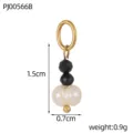 Colgante Vertical de Perla Negra y Perla Artificial (PJ00566B)