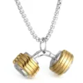 Dumbbell Necklace (With Steel Color Chain) (XD1252) / Two-tone (Gold & Silver)